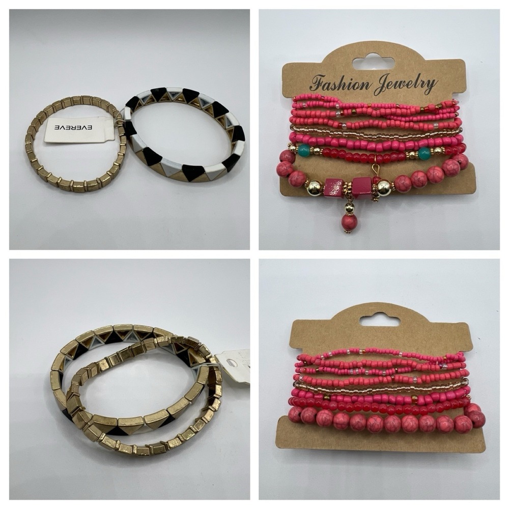 Beaded Stackable Stretch Bracelet Set Bohemian Fashion Jewelry Casual 2 Piece